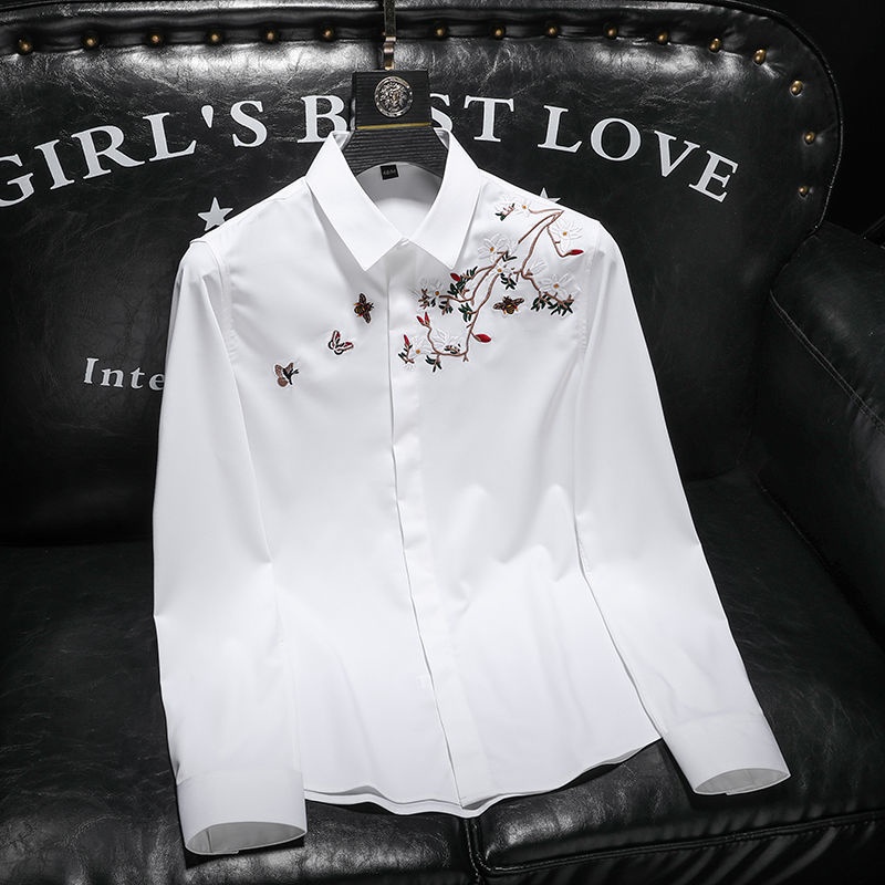 ❁Áo Sơ Mi Nam Dài Tay Thêu Họa Tiết Chất Lượng Cao Thời Trang Xuân Thu Size s 2022