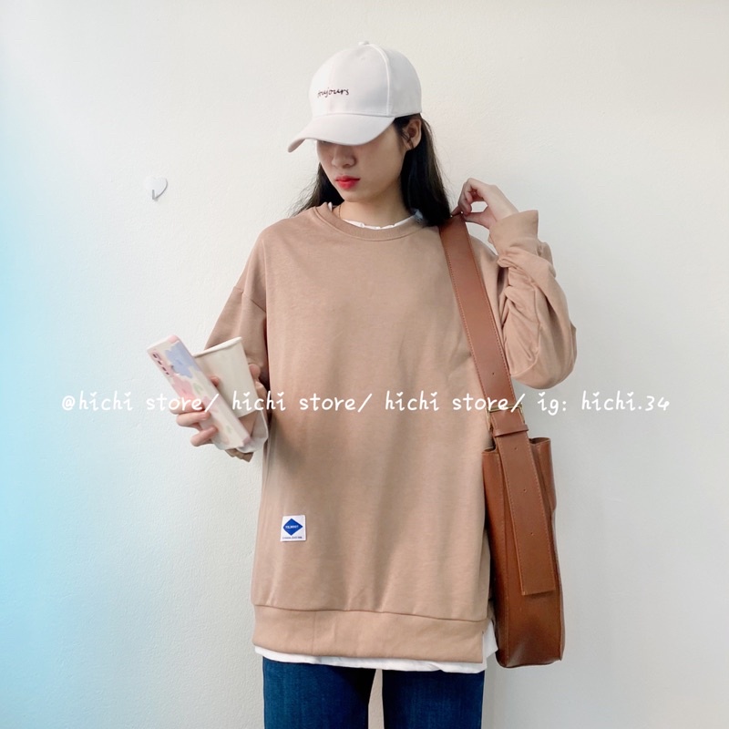 áo sweater dài tay mác chất da cá phom rộng phong cách ulzzang hàn quốc hichi 01