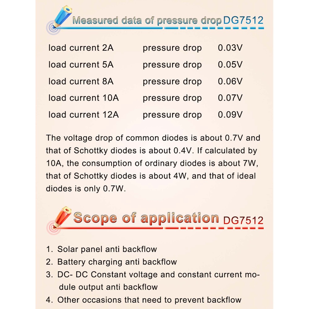 Mạch diode chống ngược 75V 12A - ( Đi ốt NLMT)