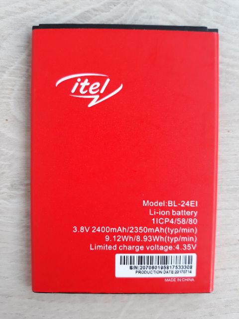 Pin itel A13 A31 A43 IT1508 Plus S11 Plus S12 S31 S13 Pro , mã pin BL 24EI . dung lượng pin 2400mAh