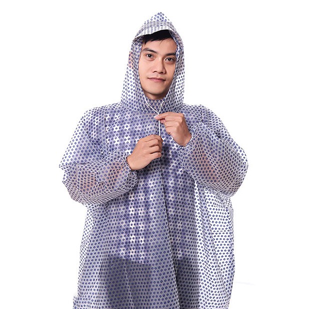 Áo Mưa Bít 1m4 Nhựa Dẻo Trong Suốt Bi Màu