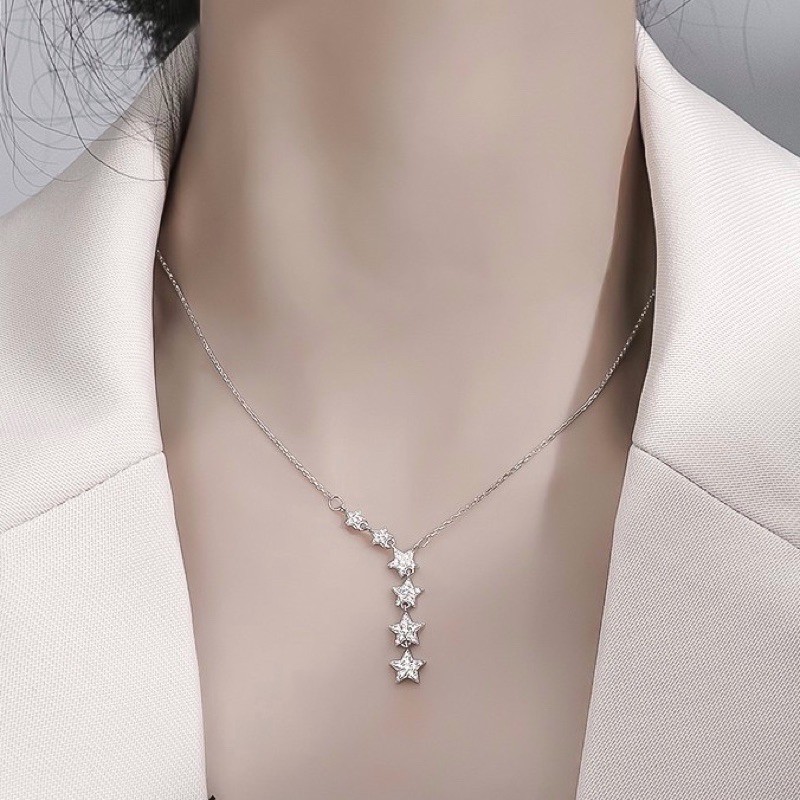 Dây chuyền nữ bạc đẹp,vòng cổ dáng dài hình sao nhỏ trang sức bạc Minh Thoa JEWELRY