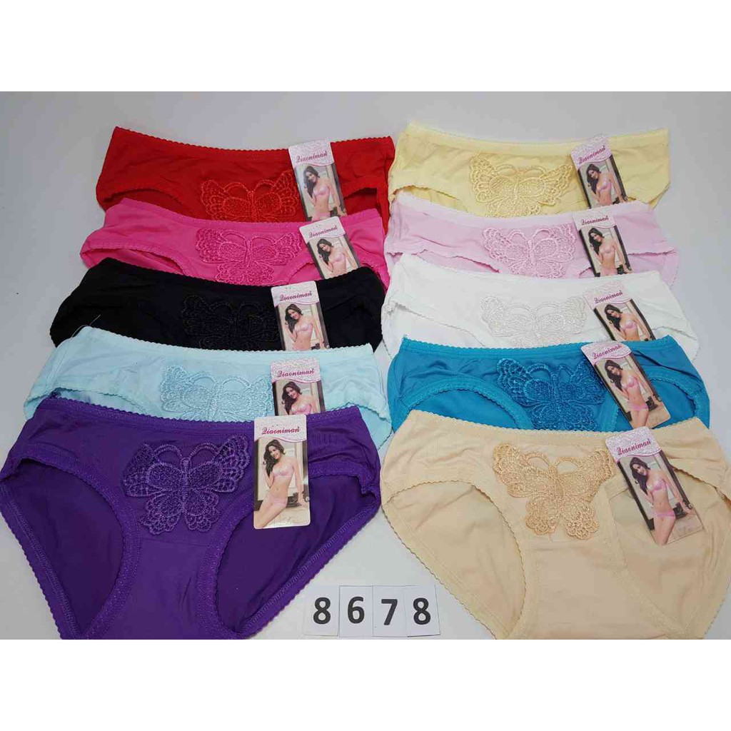 Quần lót cotton 8678 họa tiết thêu bướm size&lt;50kg