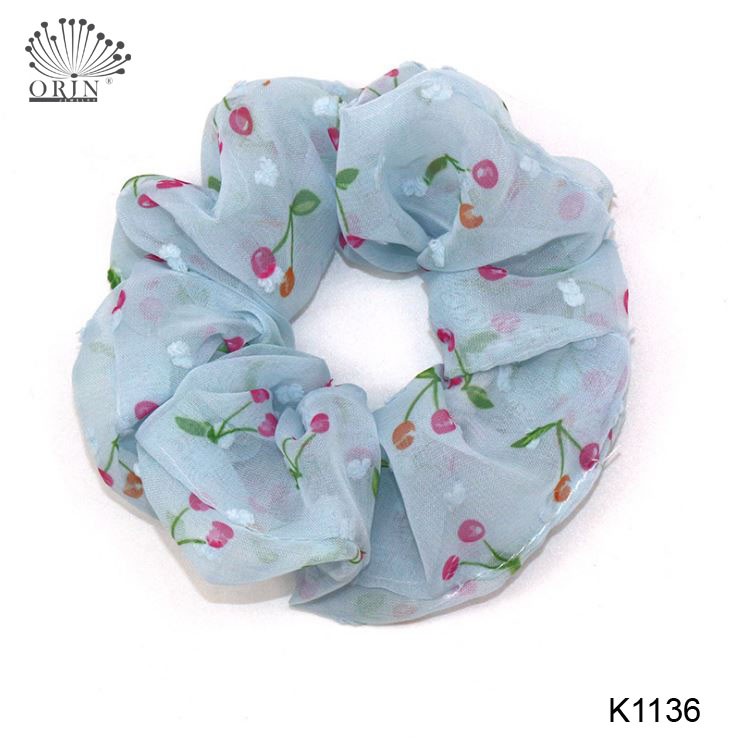 Dây buộc tóc, cột tóc vải scrunchies trái cherry Orin K1136