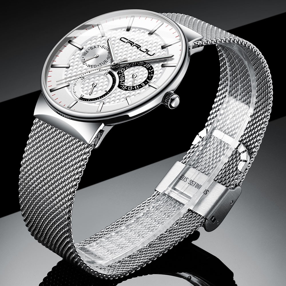 Đồng Hồ Quartz CRRJU 2153G Dây Đeo Tháp Siêu Mỏng Chống Nước Sang Trọng Dành Cho Nam