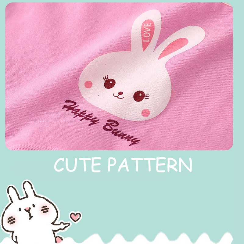 SANITKUN Set 3 quần lót chất liệu cotton tinh khiết thoáng khí in họa tiết dễ thương phong cách Hàn Quốc cho bé gái