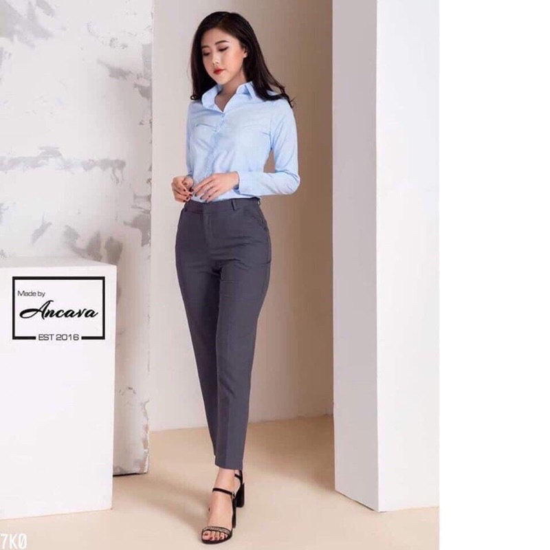 ÁO SƠ MI CỘC TAY trắng chất lụa chống nhăn, áo sơ mi công sở cổ đức dài tay dáng suông  _ảnh thật