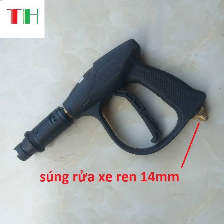 Súng xịt rửa cao áp cho máy rửa xe (súng đen loại ren 22mm - 14mm)