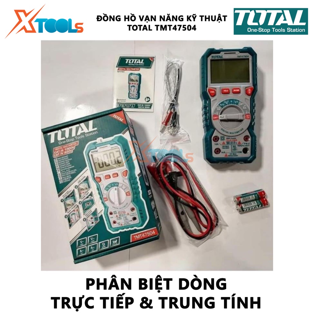 Đồng hồ vạn năng kỹ thuật số TOTAL TMT47504 đồng hồ đo đa năng Điện áp DC 600mV 6V 60V 600V 1000V ± (0,5% +3), Hiệu suất