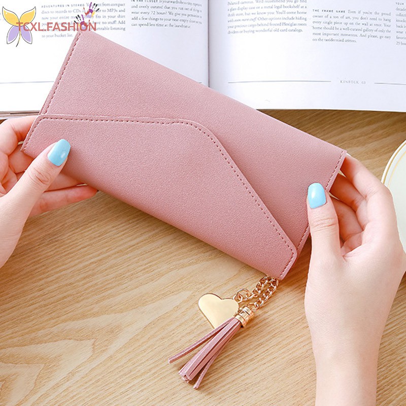 TCXL. Women Leather Slim Wallet Long Design Trifold Credit Card Holder Organizer Purse