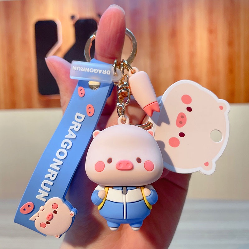 Móc Khóa Nhựa pvc Hình Chú Heo Dễ Thương