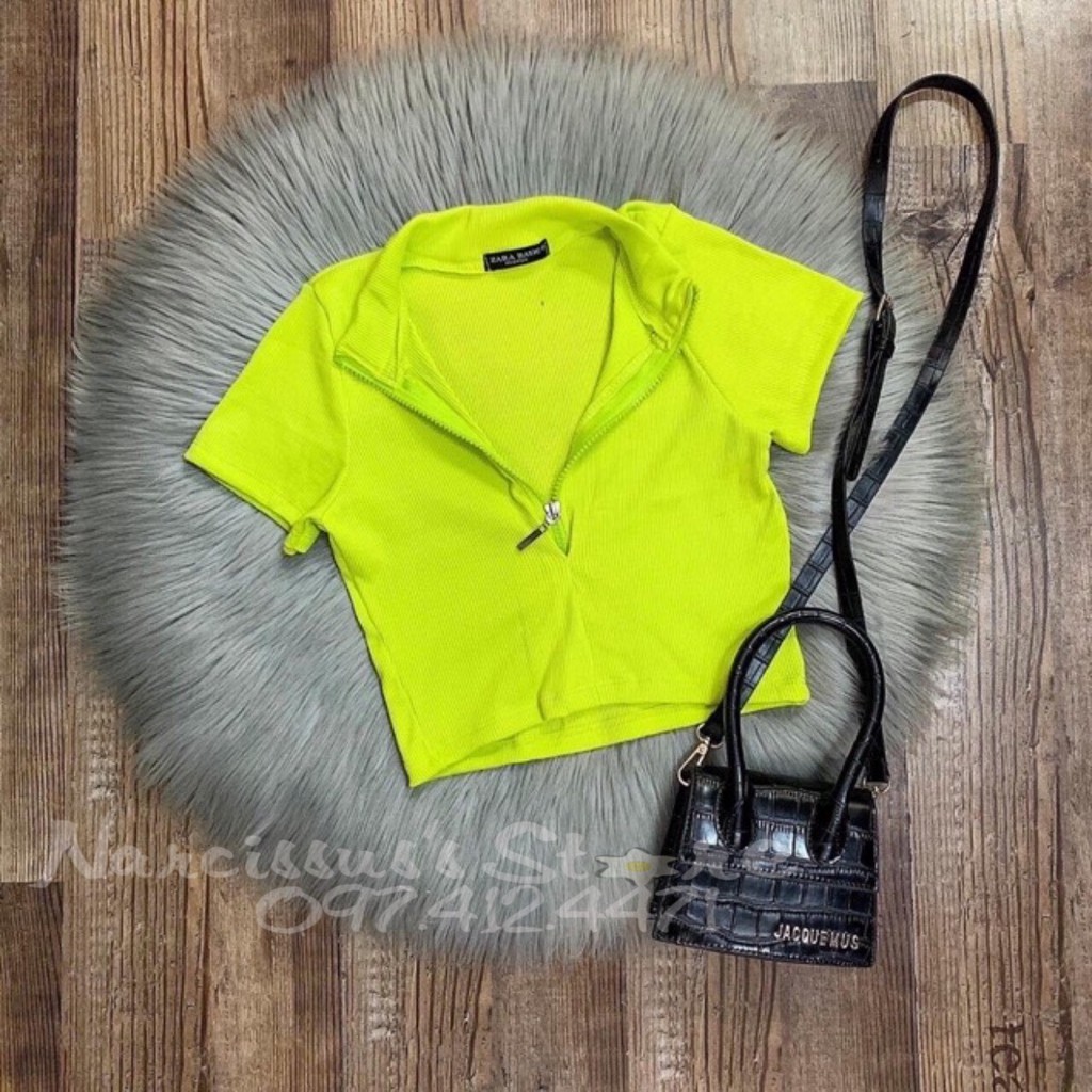 [Thiết kế] ÁO CROPTOP DÂY KÉO TAY NGẮN CHẤT THUN BORIP DÀY DẶN co giãn tốt | BigBuy360 - bigbuy360.vn