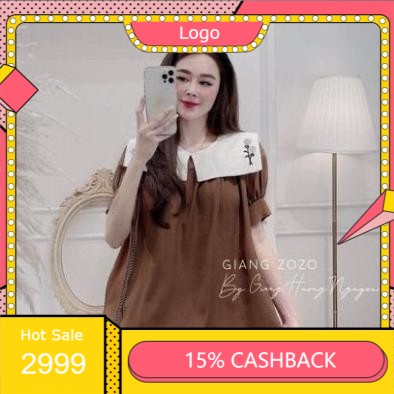 Áo Babydoll Nâu Nữ Cổ Phối . Áo Cộc Tay Dáng Xòe Phối Màu 🌟🌟🌟CHUẨN CAO CẤP Local Brand ★★★ Korea
