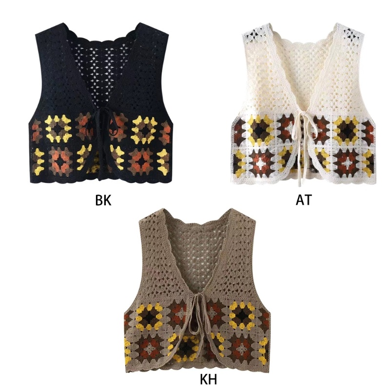 Áo Khoác Cardigan Lửng Không Tay Họa Tiết Hoa Thời Trang Dành Cho Nữ