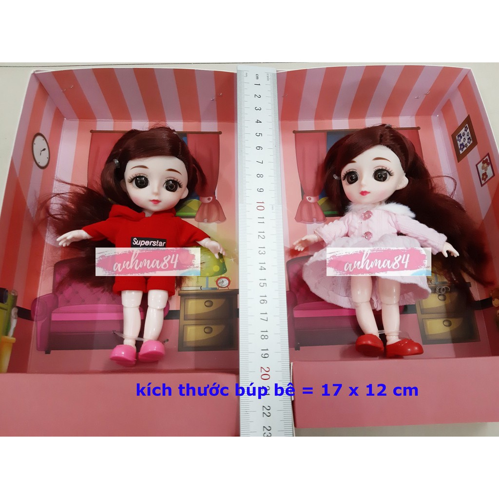 { anhma84 store } Đồ chơi Búp Bê Bé Gái Mắt Ngọc Siêu Xinh - CÓ KHỚP TAY CHÂN - CAO 17CM - GIAO MÀU NGẪU NHIÊN