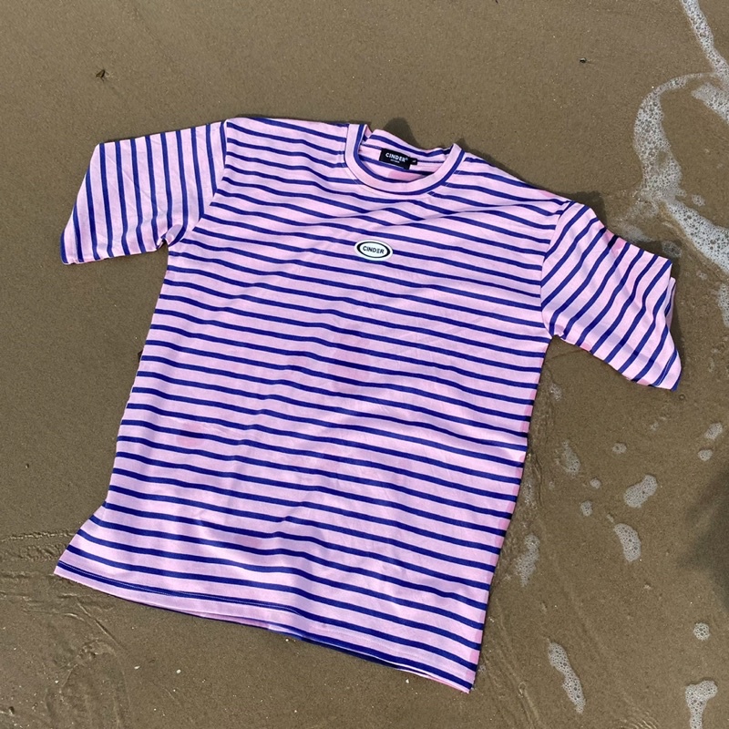 Áo thun CINDER unisex tay lỡ form rộng, áo phông nam nữ local brand cổ tròn đẹp oversize ( Tee sọc hồng ss2))