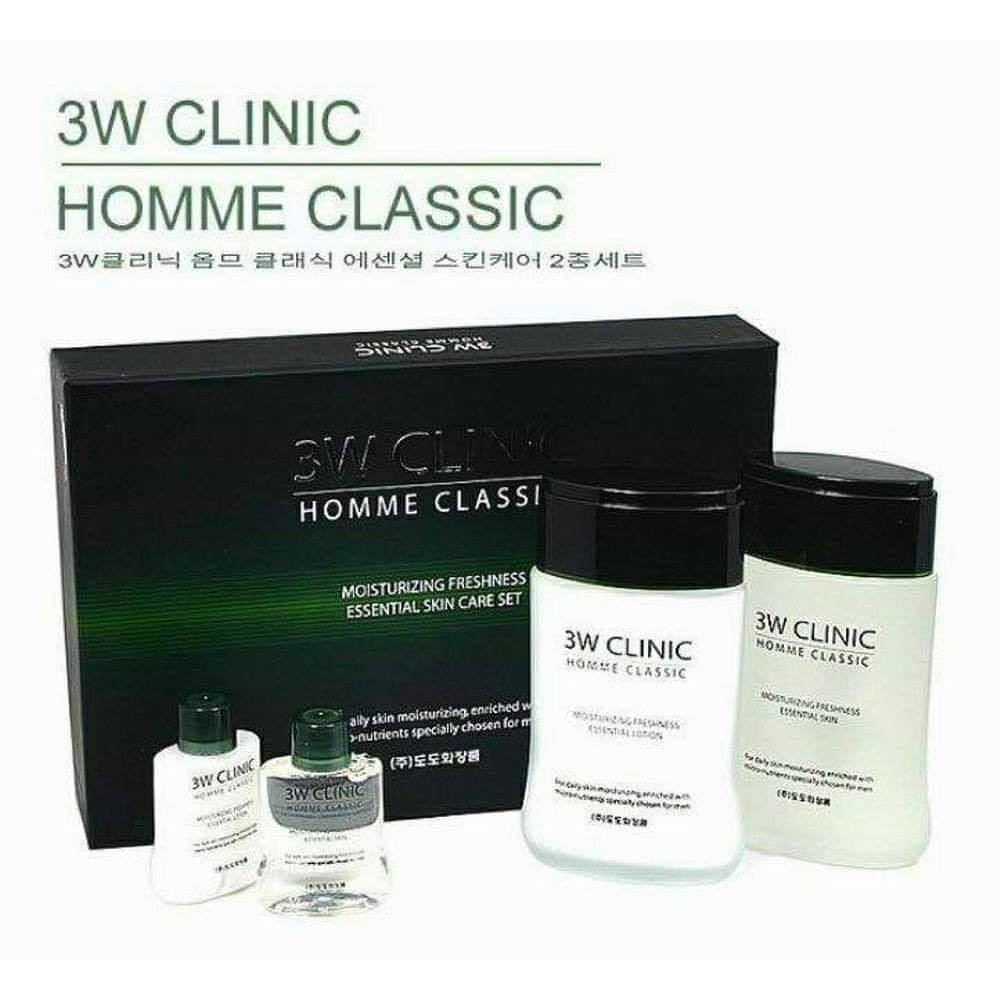 [Hàng Nhập Khẩu] Bộ 2 sản phẩm dưỡng trắng da nam 3W CLINIC HOMME CLASSIC ESSENTIAL SKIN CARE SET