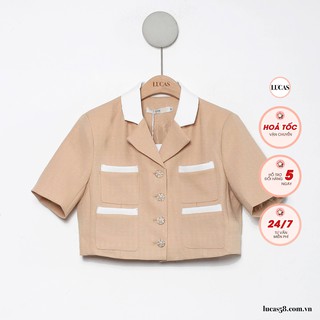 Áo hồng nude cổ vest tay cộc 4 túi