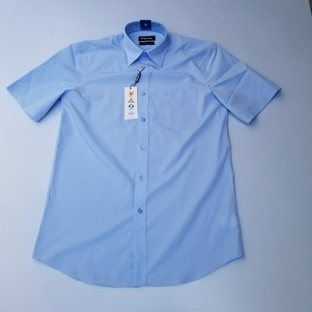 Aó sơ mi nam màu xanh da trời ngắn tay Việt Tiến , chính hãng , cao cấp – form suông  REGULAR- tà bầu | BigBuy360 - bigbuy360.vn
