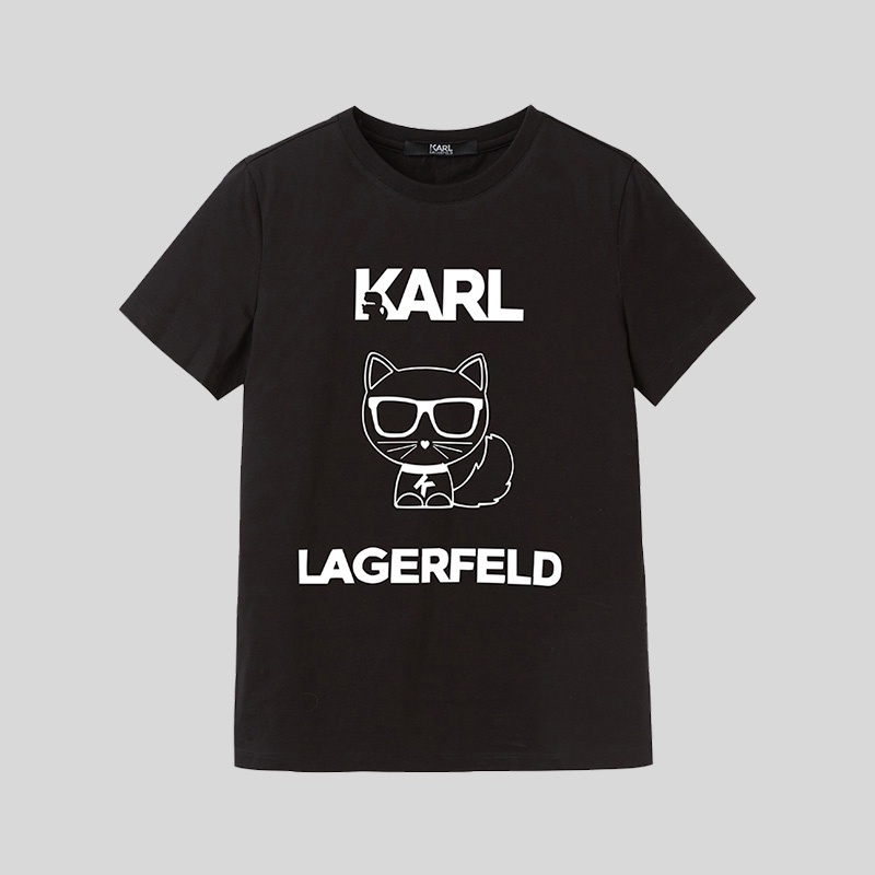 Áo Thun Tay Ngắn Màu Trơn In Hoạt Hình Karl Lagerfeld Amoi Dành Cho Nữ s-5x