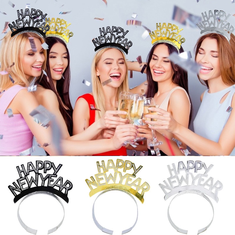 Cài tóc chữ Happy New Year lấp lánh