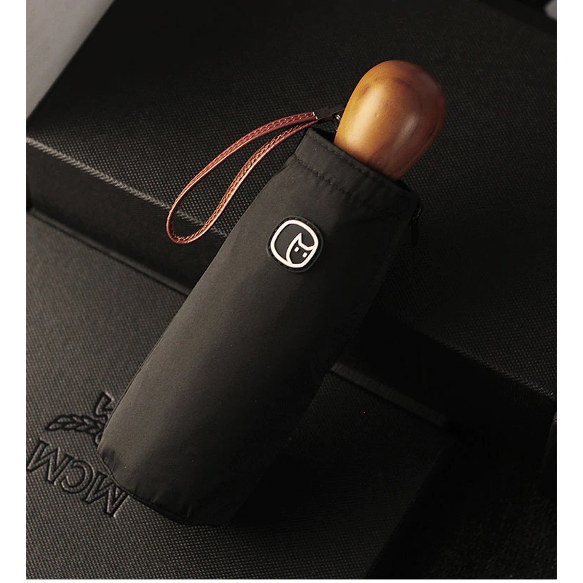 Ô dù cao cấp OLYCAT mini chống tia UV - Mẫu cán gỗ màu đen