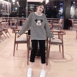 Áo thun dài tay kẻ micky hót hít
