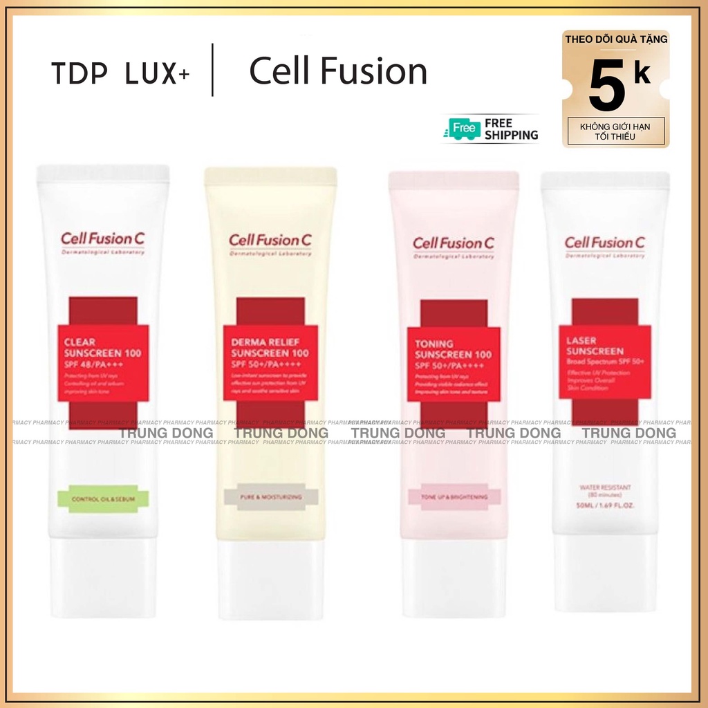 Kem chống nắng kiểm Soát da mặt Dầu, Nhờn, khô Gel Cell Fusion C Clear 100 SPF 48/PA+++ Hàn Quốc - Trung Đông Pharmacy