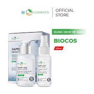 Bộ Dung Dịch Vệ Sinh BIOCOS - Happy Gel và Happy Love 200ml - Khử Mùi, Diệt Khuẩn, Cân Bằng pH, An Toàn Cho Làn Da