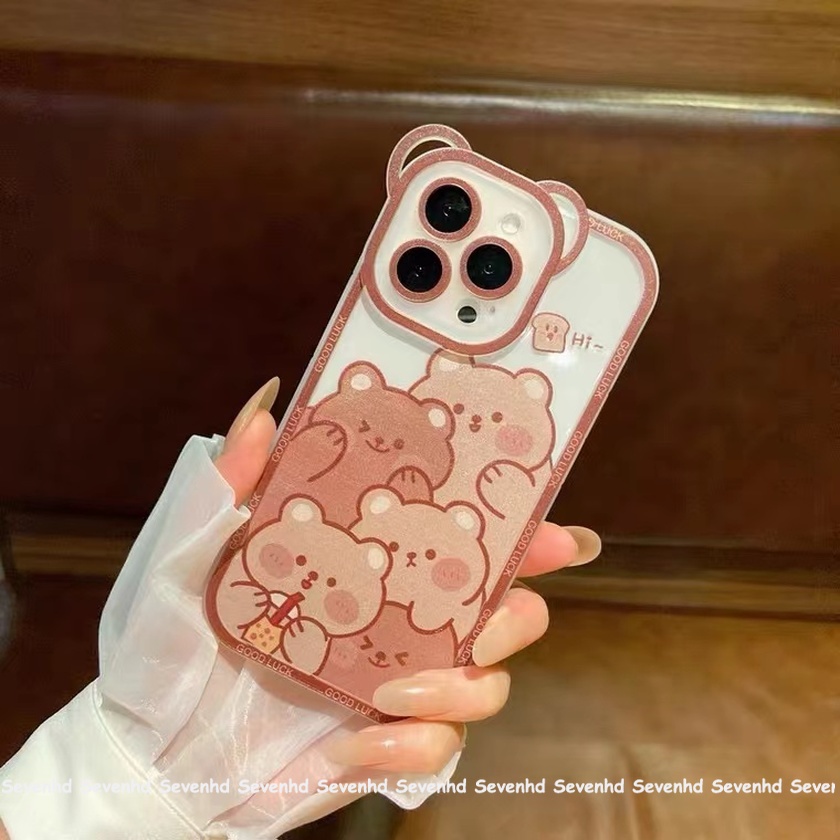 Ốp Điện Thoại Mềm Họa Tiết Tai Thỏ / Gấu Hoạt Hình Cho iPhone 13 12 11 Pro Max Xs Max Xr X 7 8 6 6s Plus