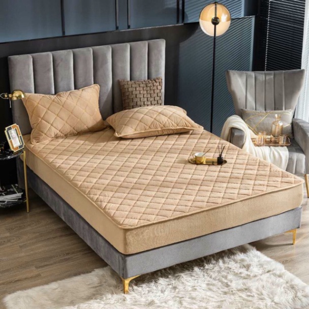 Sét ga gối nỉ nhung thêu chữ H siêu đẹp mẫu mới 2020 có túi đựng Giá rẻ