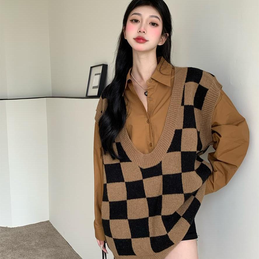 Set áo sơ mi tay dài và áo len không tay thời trang cổ điển (có bán lẻ)