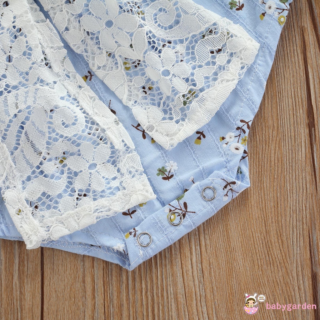 Set áo liền quần không tay + băng đô họa tiết hoa dành cho bé gái