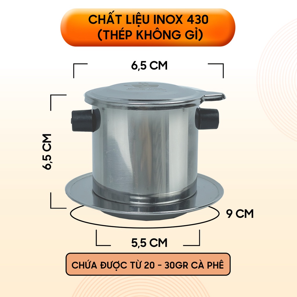 Phin Pha Cà Phê Inox Cao Cấp, Phin Inox kích thước chuẩn, bền đẹp, sang trọng từ Message Coffee