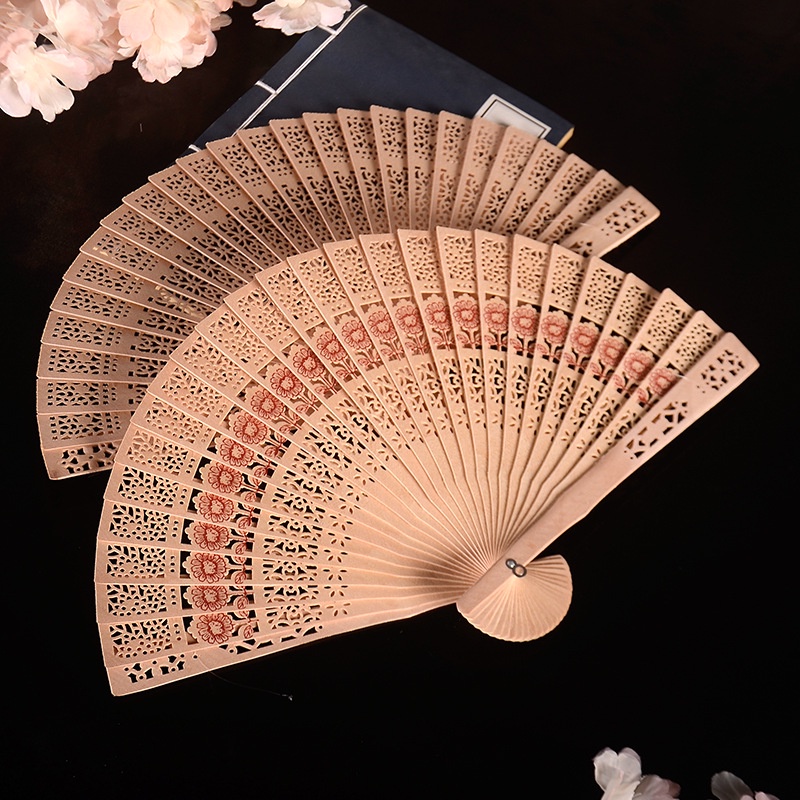 Quạt cổ trang gỗ thơm không màu ( làm oản, tháp)