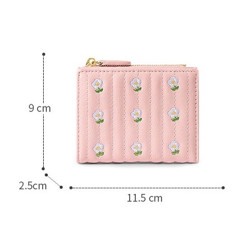 Ví Nữ Ngắn Bỏ Túi Gấp Đôi Chính Hãng TAOMICMIC Phối Bông Hoa Dễ Thương Kiểu Dáng Trẻ Trung TM38-MOZUNO