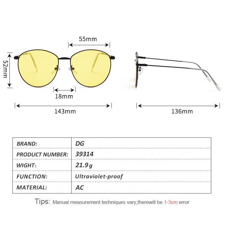 MẮT KÍNH UNISEX GM BAGUETTE VÀNG CAM HÀN QUỐC CAO CẤP HOT TREND