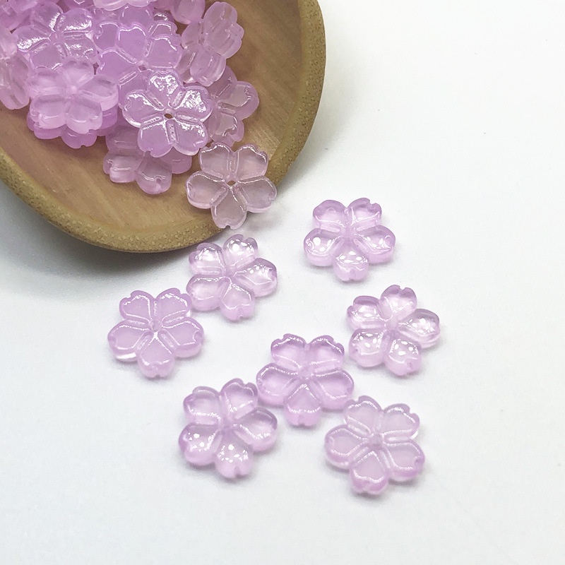 (5 cái)Hoa thủy tinh 5 cánh 11mm, Nguyên liệu làm trang sức cổ trang, Nguyên liệu diy