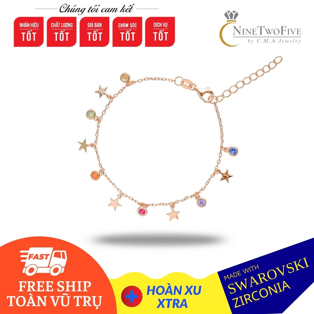 Lắc Tay Bạc Phủ Rhodium Đính Đá CZ - Lắc Tay Thiên Hà Rainbow - BR-MAB103