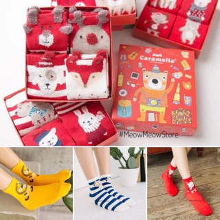Hộp 4 đôi tất NOEL cổ cao hãng Caramella chất vải mềm mại hoạ tiết siêu dễ thương - Link full mẫu