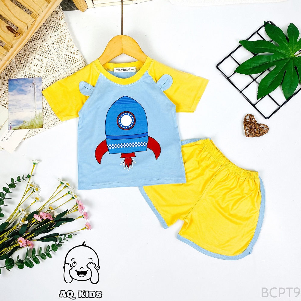 [Bé 7-30kg] Bộ Quần áo Cộc Tay Bé Trai, Bé Gái MINLYBABY, Thiết Kế Phối Tai Thỏ, Quần Vát Dễ Thương Shop Unibaby - BCPT9
