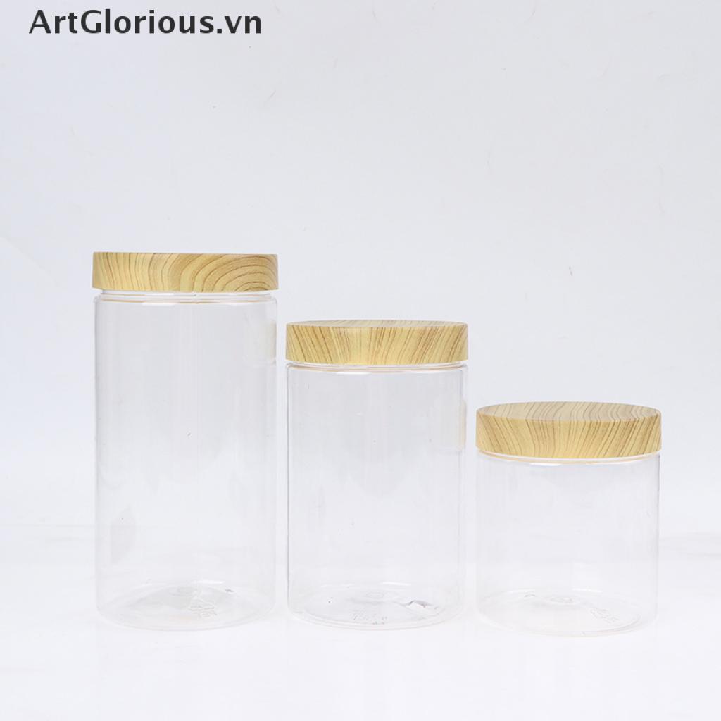 Hũ Rỗng Bằng Nhựa Giả Gỗ Có Nắp Đậy Đựng Đồ Tiện Dụng