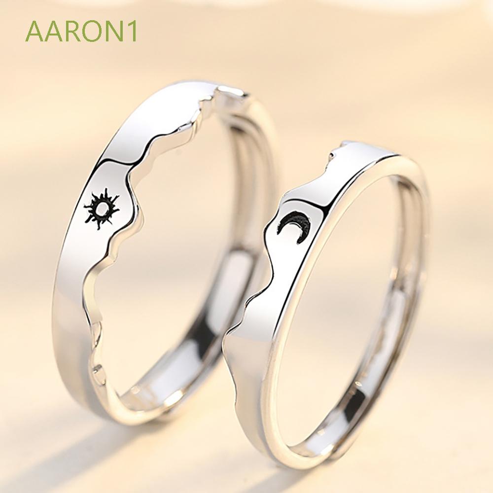 Aaron1 Nhẫn Đồng Hình Mặt Trăng / Mặt Trời Thời Trang Cho Cặp Đôi