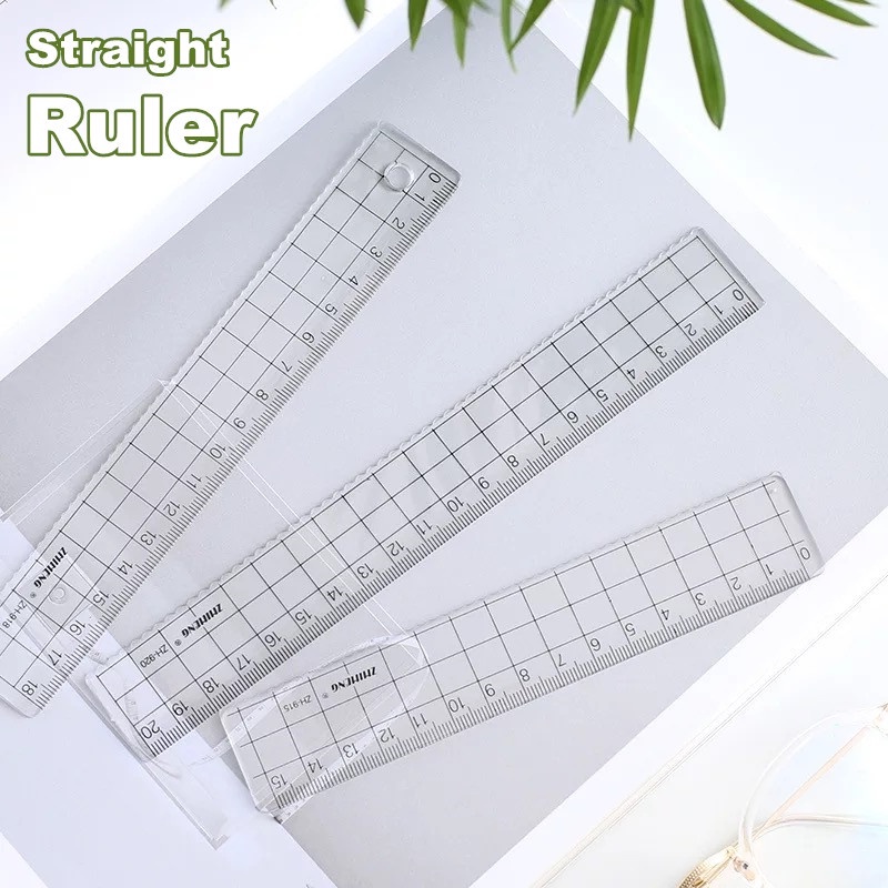 Thước kẻ 15cm 18cm 20cm bằng nhựa acrylic trong suốt họa tiết ô vuông tiện lợi cho học sinh