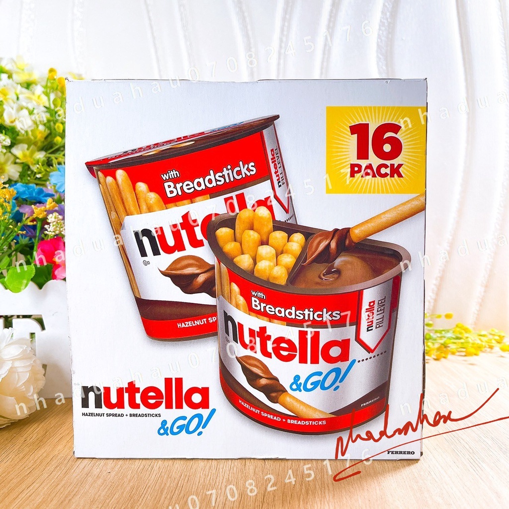 Một hộp Bánh Que Chấm Chocolate bơ hạt phỉ Nutella with breadsticks Mỹ hộp 52gam