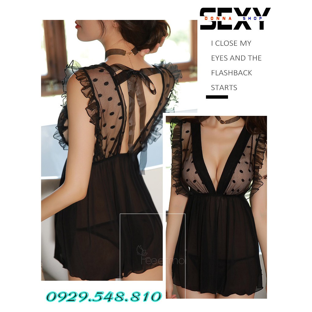 Váy ngủ sexy, chất liệu thun lưới mềm mịn, gợi cảm quyến rũ - Mã DN012