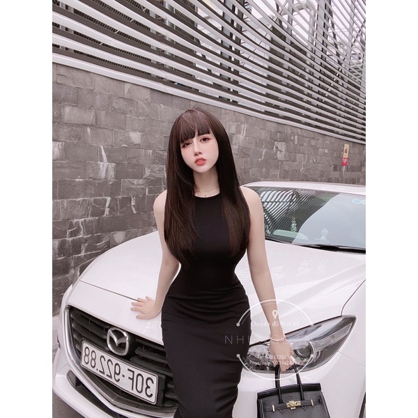 Váy nữ đầm 3 lỗ phom dài không tay xẻ sau sexy | BigBuy360 - bigbuy360.vn