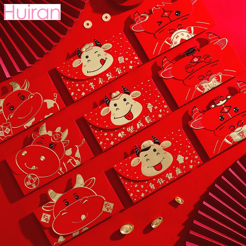 3pcs trang trí tết Bao Lì Xì 2022 Giá Sỉ Rẻ Tết Độc Lạ Màu Đỏ Đẹp Hoạt Hình Nhâm Dần Cute Dễ Thương Thần Tài Tiền Đô trang trí tết