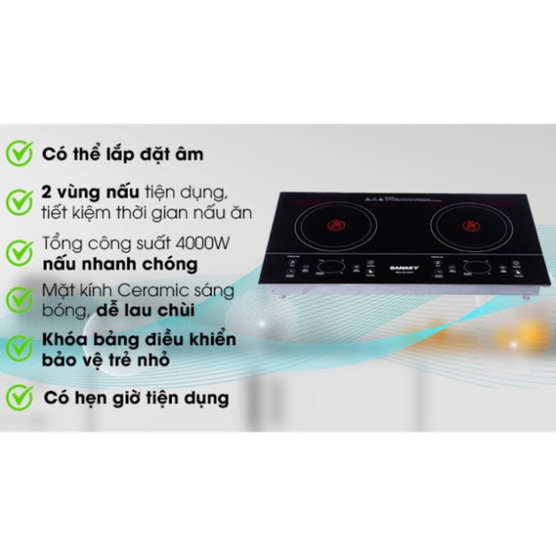 Bếp hồng ngoại Đôi Sanaky SNK-201HGW. NEW100%( Bảo hành chính hãng 1 năm) Hàng chính hãng