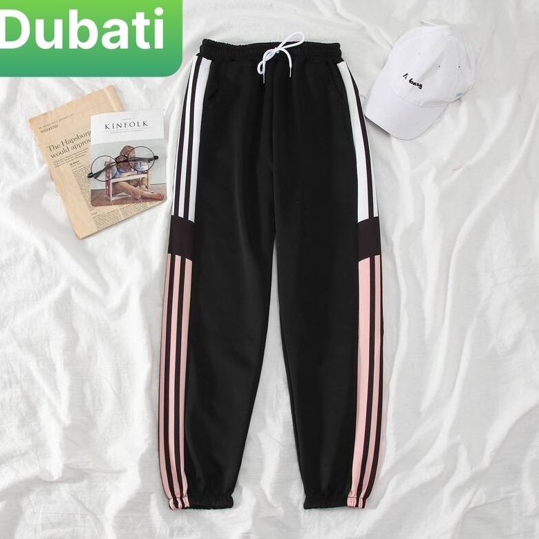 QUẦN JOGGER THỂ THAO 3 SỌC HỒNG CHẤT NỈ DA CÁ NAM NỮ CÓ BO SANG XỊN MỊN -DUBATI FASHION